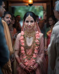 Obraz premium beautiful Indian bride wearing a traditional Indian bridal dress