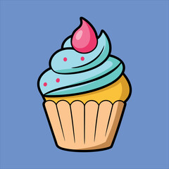 Cute Cupcake Colorful Yummy Vector Illustration