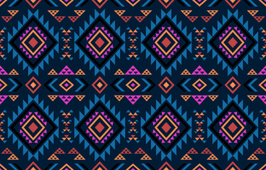 Ancient echoes Aztec geometric seamless patterns southwest Navajo Native American tribal ethnic colorful for textile printing