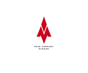 Rocket Logo Inisial Letter M, A and I, Red, Vector