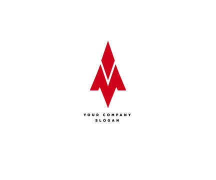 Rocket Logo Inisial Letter M, A and I, Red, Vector