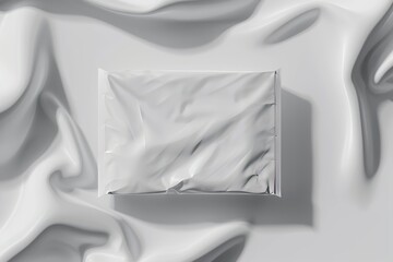 3D render illustration of a blank paper wash cloth package for branding.
