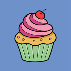 Cute Cupcake Colorful Yummy Vector Illustration