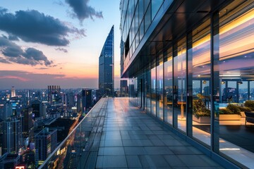 Obraz premium Night skyscraper with vitreous material in the background