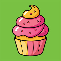Cute Cupcake Colorful Yummy Vector Illustration