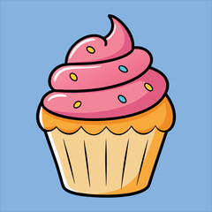Cute Cupcake Colorful Yummy Vector Illustration