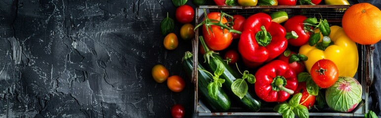 Fresh Vegetables in a Rustic Crate