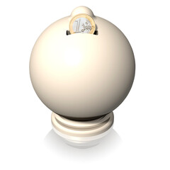 Moneta da un Euro entra in un salvadanaio a simboleggiare il risparmio.