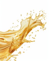 Liquid olive oil splashes against white background, 3d illustration.