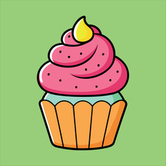 Cute Cupcake Colorful Yummy Vector Illustration