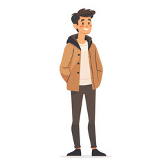 A young man smiling, Flat illustration, isolated on a white background