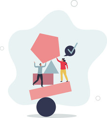Diverse team as different geometrical shapes puzzle .flat illustration.