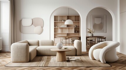 Illustration of a conceptual interior room in modern style