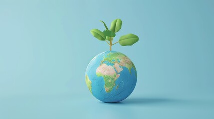 A tree grows from the planet earth. An example of Ecological and Environmental sustainability. An example of Environmental, Social, and Governance concept. A 3D rendered illustration of this concept.
