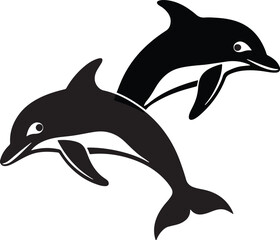 black 2 Dolphins graphics vector illustration design