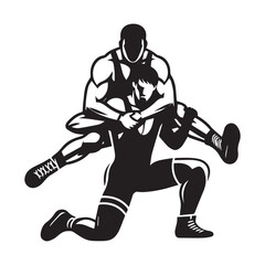  Collection of Wrestling Silhouette Vector Art for Designers.
