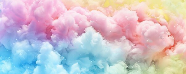 Fototapeta premium Vibrant cotton candy texture, sweet spun sugar photography, colorful dessert background, playful food imagery, ethereal sugar art