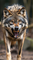 Obraz premium A dangerous wolf is attacking humans