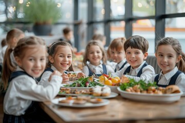Happy Children Enjoying a Meal Together