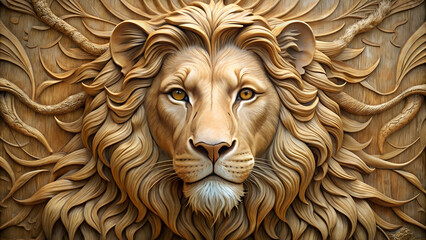 Beautiful Lions 3d relief wallpaper. Mural wallpaper. Wall art. AI-generated 