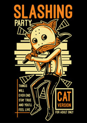 vector artwork slashing party cat
