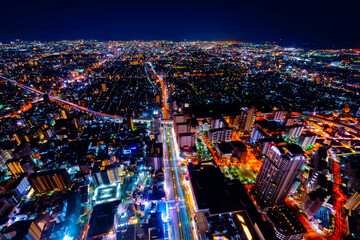 Fototapeta premium ハイアングルで望む大阪大都会夜景
