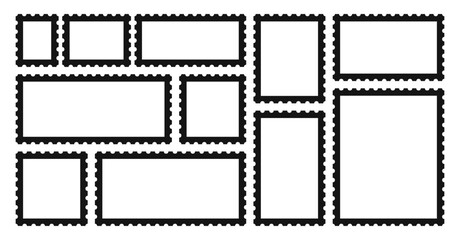 Stamp mark vector frame set. Postal marks blank frames.