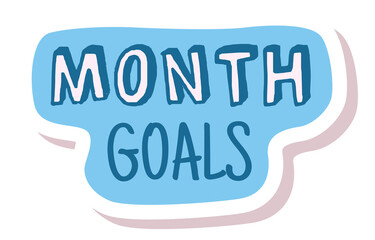 Month goals sticker cute lettering for organizing planner