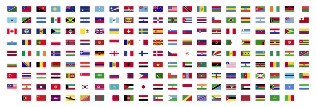 Countries flag big collection. Flags of every country vector set.