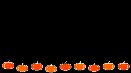 9 Little Pumpkins On Black Background With Empty Space, For Stop Motion, Digital Art, Procreate Pocket
