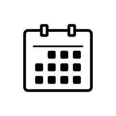 Calendar Black Line Icon Clip Art Vector Illustration