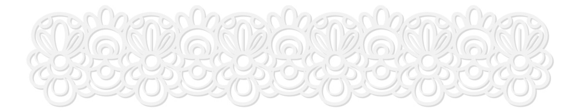 Floral white lace strip. Decorative fashion ribbon