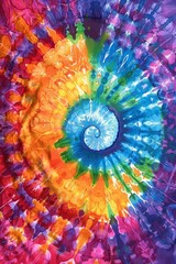 Produce an artistic rendering of a tie-dye background with bright colors and a harmonious blend of hues