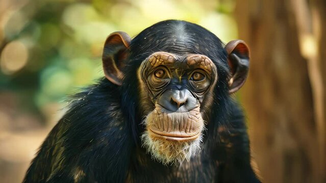 Close-up of chimpanzee in natural outdoor setting