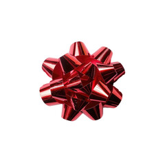 Vibrant Red Satin Gift Bow on transparent Background