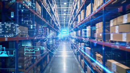 smart warehouse management system. digital high technology