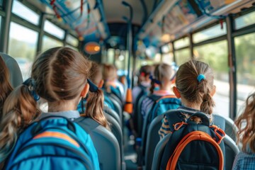 School Children Riding a Bus