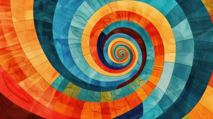 Obraz premium Colorful abstract spiral pattern with vibrant geometric shapes creating a mesmerizing and dynamic visual effect.