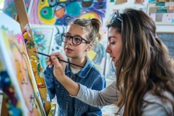 Art Class: A Focused Student Learning from a Teacher