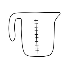 Measuring cup, doodle style flat vector outline for coloring book