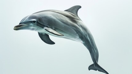Fototapeta premium Elegant dolphin isolated on a white background, illustrating the grace and elegance of these beloved marine mammals
