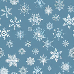 Snowflakes Pattern on Blue Background