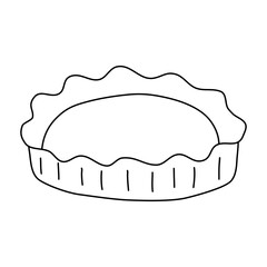 Round baking form for cake or pie, doodle style flat vector outline for coloring book