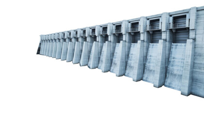 hydroelectric dam on transparent background