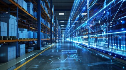 smart warehouse management system. digital high technology