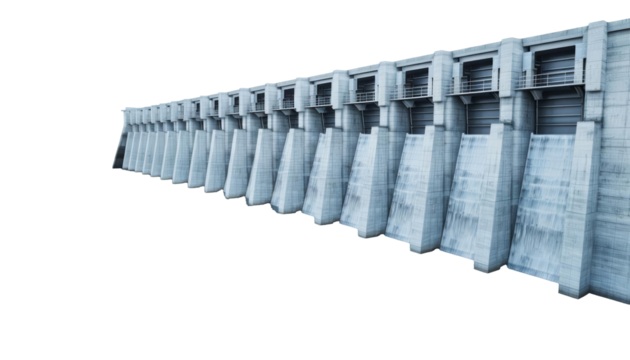 hydroelectric dam on transparent background