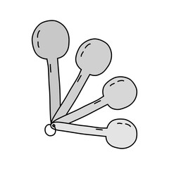 Set of measuring spoons, cooking or baking kitchen design element, vector