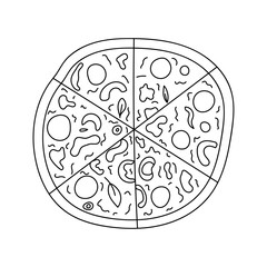 Pizza doodle. Vector isolated on white background