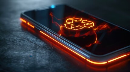 Naklejka premium A smartphone uses a danger alarm icon