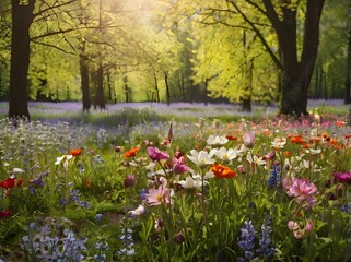Fototapeta premium spring flowers in the park